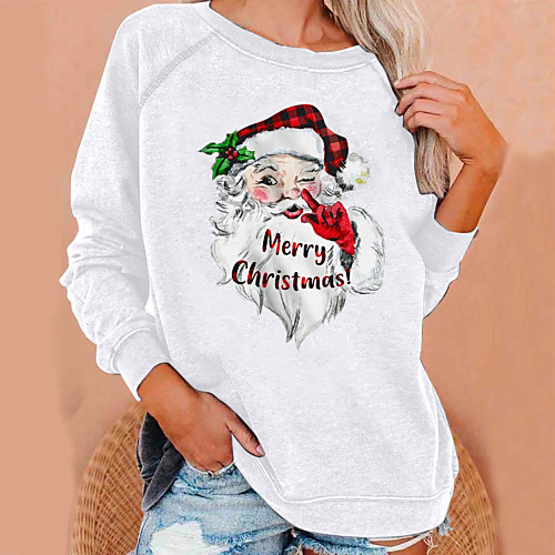 

Women's Pullover Sweatshirt Graphic Christmas Casual Christmas Hoodies Sweatshirts White Black Wine