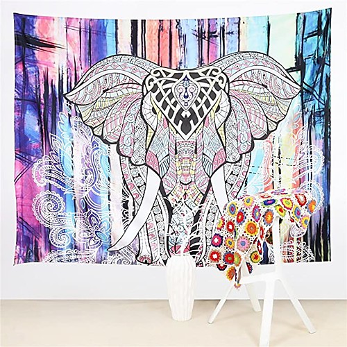 

Wall Tapestry Art Decor Blanket Curtain Picnic Tablecloth Hanging Home Bedroom Living Room Dorm Decoration Polyester Colorful India Elephant View