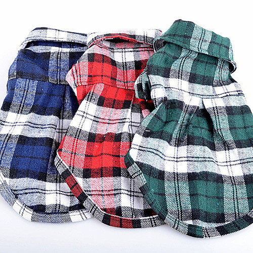 

Dog Cat Shirt / T-Shirt Plaid Casual / Sporty Cute Casual / Daily Dog Clothes Puppy Clothes Dog Outfits Breathable Red Blue Green Costume for Girl and Boy Dog Cotton XS S M L XL