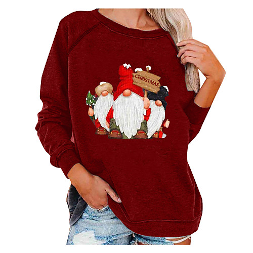 

Women's Pullover Sweatshirt Print Christmas Daily Casual Christmas Hoodies Sweatshirts White Black Wine