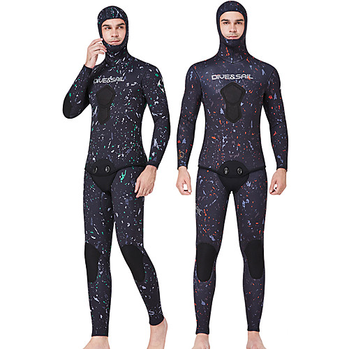 

Dive&Sail Men's Full Wetsuit 5mm CR Neoprene Diving Suit Windproof Quick Dry Long Sleeve 2 Piece Camo / Camouflage Autumn / Fall Spring Summer