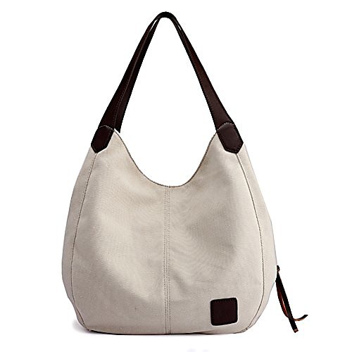 

women canvas purse hobo satchel stylish handbag top handle tote bag shoulder beigewhite