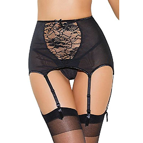 

women sexy lingerie lace high waist garter belt 6 adjustable straps with g-string suspender belt suitable for gift role playing nighties (xxxl(us 22-24), black)