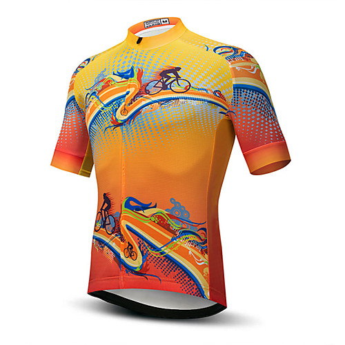 

21Grams Men's Short Sleeve Cycling Jersey Orange Bike Jersey Top Mountain Bike MTB Road Bike Cycling UV Resistant Breathable Quick Dry Sports Clothing Apparel / Stretchy