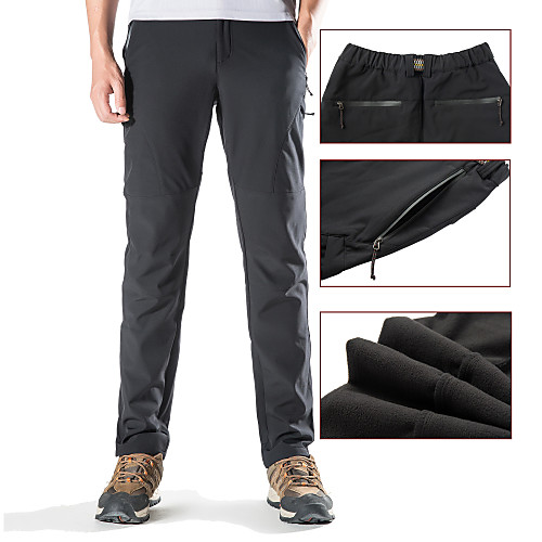 

Men's Hiking Pants Trousers Softshell Pants Solid Color Outdoor Regular Fit Waterproof Windproof Fleece Lining Warm Pants / Trousers Cargo Pants Bottoms Black Grey Hunting Ski / Snowboard Fishing S M