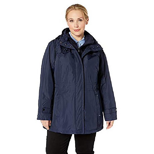 

women's plus size mixed media hooded jacket, stormy night, 3x