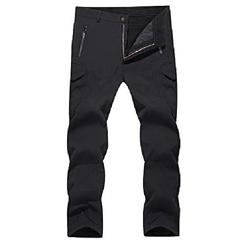 

softshell pants men fleece lined pants windproof waterproof hiking mountain ski pants grey