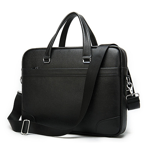 

Men's Bags Cowhide Shoulder Messenger Bag Laptop Bag Briefcase Zipper Office & Career Handbags Black