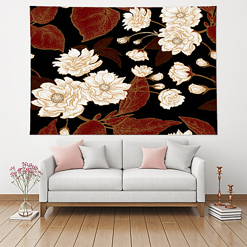 

Wall Tapestry Art Decor Blanket Curtain Hanging Home Bedroom Living Room Decoration Polyester Plant Flower Floral Blooming Red Leaf