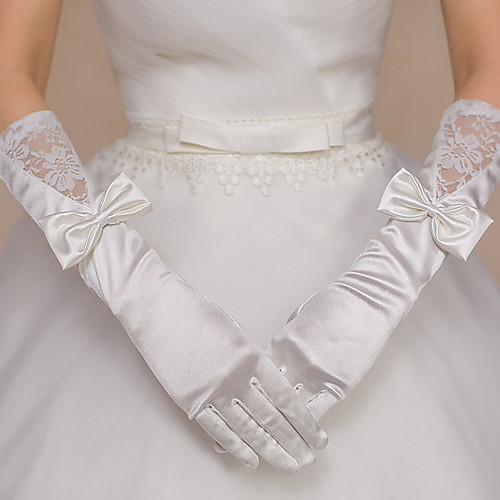 

Polyester / Terylene Elbow Length Glove Sweet Style / Lace With Faux Pearl / Solid / Splicing