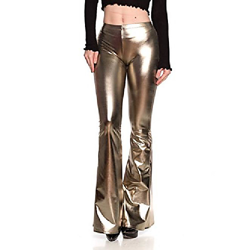 

women's j2 love faux leather bell botom flare pants, medium, metallic grey brown