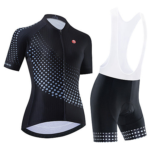 

21Grams Women's Short Sleeve Cycling Jersey with Bib Shorts Cycling Jersey with Shorts White Black BlackWhite Polka Dot Bike Breathable Quick Dry Sports Polka Dot Mountain Bike MTB Road Bike Cycling