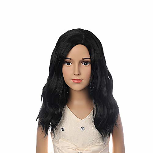 

child short curly wave cosplay girls wig halloween costumes anime party wig (black)