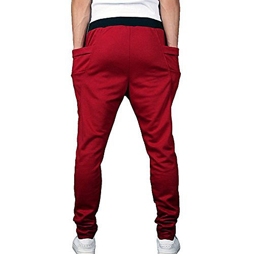 

men's casual jogging harem pants (large, red)
