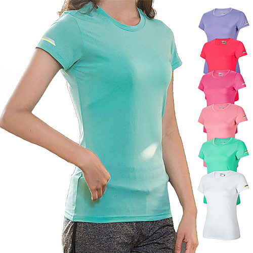 

Women's Short Sleeve Running Shirt Tee Tshirt Top Breathable Quick Dry Moisture Wicking Gym Workout Running Active Training Walking Jogging Sportswear Solid Colored White Purple Red Pink Fuchsia Green
