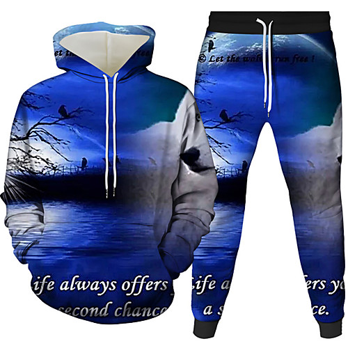 

Men's Pullover Hoodie Sweatshirt Graphic 3D Hooded Daily 3D Print Basic Hoodies Sweatshirts Long Sleeve White Blue Purple