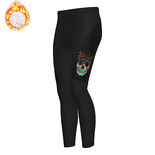 

21Grams Men's Cycling Tights Cycling Pants Winter Fleece Bike Tights Padded Shorts / Chamois Pants Fleece Lining Breathable Warm Sports Skull Black Mountain Bike MTB Road Bike Cycling Clothing Apparel