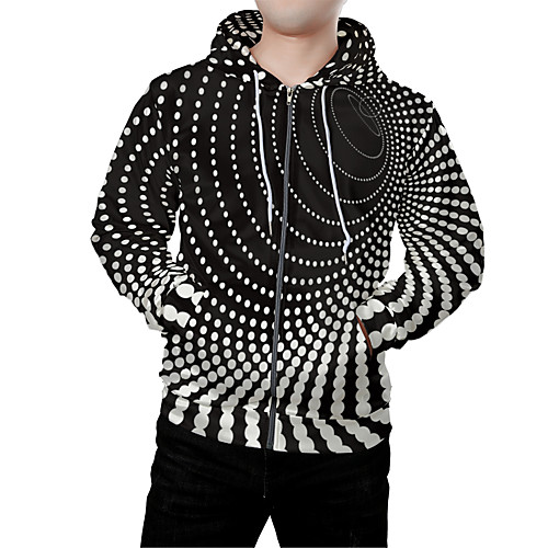 

Men's Zip Up Hoodie Sweatshirt Graphic 3D Front Pocket Daily Weekend 3D Print 3D Print Hoodies Sweatshirts Black
