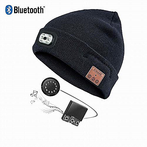 

unisex 4 led knitted beanie hat for camping, grilling, auto repair, jogging, walking, or handyman working, hands free led beanie cap
