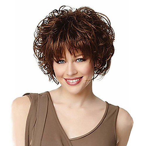 

Synthetic Wig Hathaway Middle Part Wig Brown Curly Short Bob Wig With Bangs Wig Blonde Synthetic Hair 12 inch Women Synthetic Sexy Lady Hairstyle
