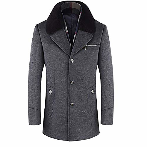 

men's blend coat trench coat winter warm pea coats en jackets with detachable scarf grey
