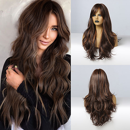 

Synthetic Wig / Bangs Curly / Water Wave Style Side Part Capless Wig Grey Synthetic Hair 18 inch Women's Cosplay / Women / Synthetic Dark Gray Wig Long Cosplay Wig