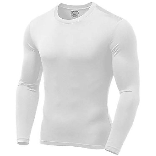 

9m mens ultra soft thermal shirt - compression baselayer crew neck top - fleece lined long sleeve underwear, white, medium