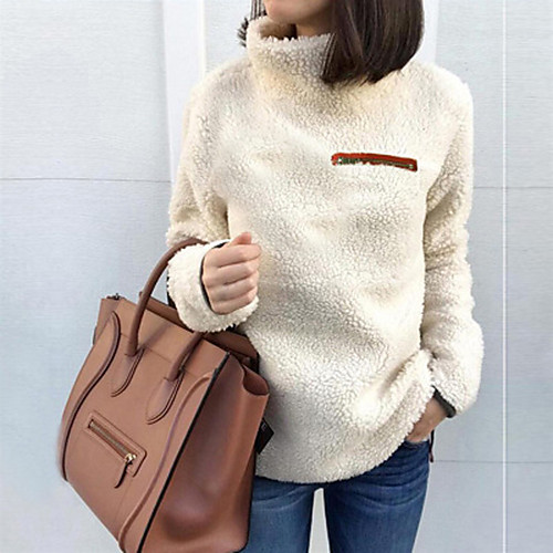 

Women's Sweatshirt Pullover Pure Color Zipper Stand Collar Fleece Solid Color Sport Athleisure Sweatshirt Top Long Sleeve Thermal Warm Soft Comfortable Everyday Use Casual Daily Outdoor / Winter