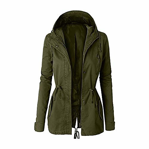 

ladies hoodie sweatshirt zip up plain jacket hooded womens jumper hoody coat top army green