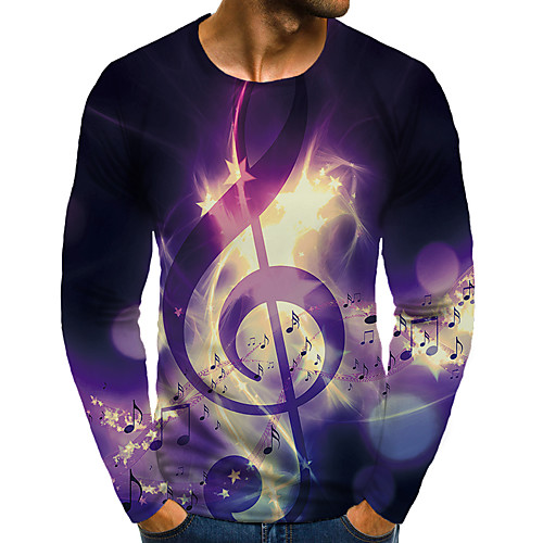 

Men's T shirt 3D Print Graphic 3D Plus Size Print Long Sleeve Daily Tops Rainbow