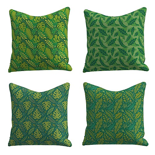 

Cushion Cover 4PCS Linen Soft Decorative Square Throw Pillow Cover Cushion Case Pillowcase for Sofa Bedroom 45 x 45 cm (18 x 18 Inch) Superior Quality Mashine Washable Green Leaf
