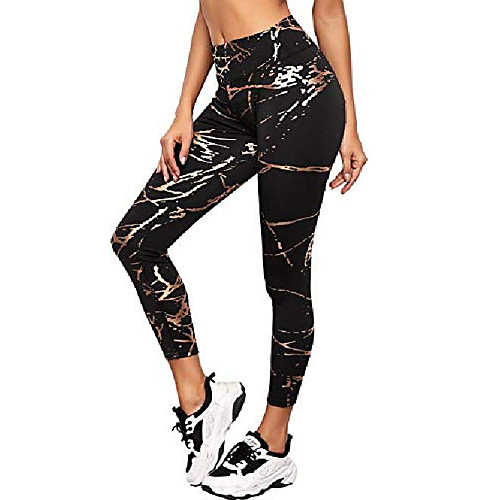 

women athletic wideband waist cropped yoga pants butt lift workout compression leggings black small