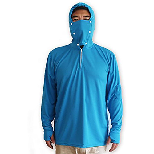 

men's fishing shirts for men long sleeve uv protection, quick dry sun shirt/w thumb hole (blue, large)