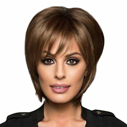 

curly short bob wig, female full wavy hair wigs heat resistant synthetic fiber for black women cosplay party wig (brown)