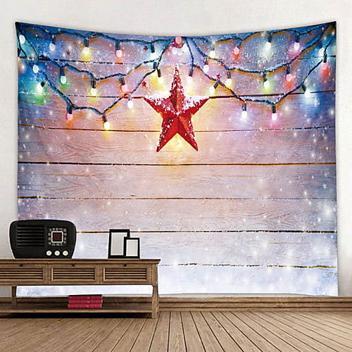 

Christmas Santa Claus Holiday Party Wall Tapestry Art Decor Blanket Curtain Picnic Tablecloth Hanging Home Bedroom Living Room Dorm Decoration Star Light Polyester Views