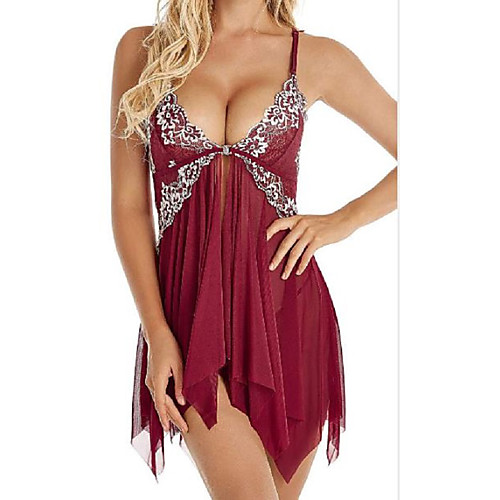 

Women's Split Lace Plus Size Bodysuits Nightwear Color Block Black / Blue / Purple S M L / Strap