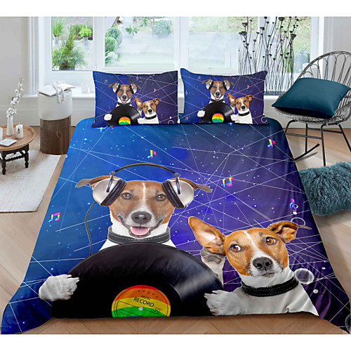 

Musical Dog 3-Piece Duvet Cover Set Hotel Bedding Sets Comforter Cover with Soft Lightweight Microfiber For Holiday Decoration(Include 1 Duvet Cover and 1or 2 Pillowcases)