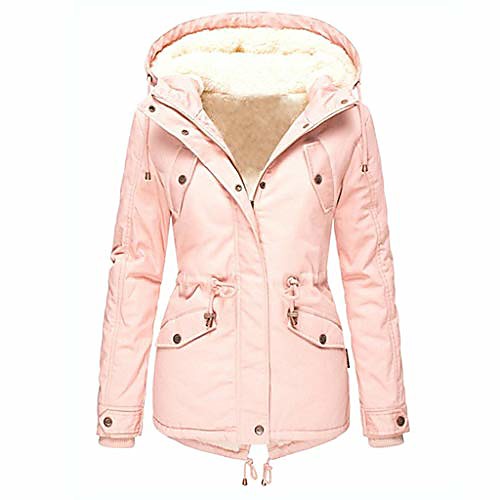

women's overcoat plush winter solid color down coat long sleeve zipper pocket coat long sleeve thick hooede outwear