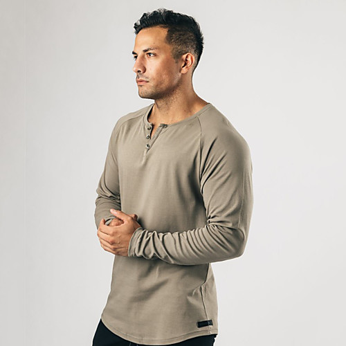 

Men's Tee / T-shirt Pure Color Crew Neck Cotton Solid Color Sport Athleisure T Shirt Top Long Sleeve Breathable Soft Comfortable Exercise & Fitness Everyday Use Daily Exercising General Use