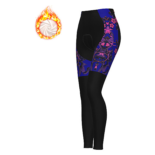 

21Grams Women's Cycling Tights Cycling Pants Winter Fleece Bike Tights Padded Shorts / Chamois Pants Thermal Warm Fleece Lining Breathable Sports Floral Botanical Christmas Black / Yellow / Purple