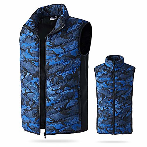 

Men's Heated Vest Heated Jacket Hiking Fleece Jacket Outdoor Solid Color Thermal Warm Windproof Breathable Sweat wicking Vest / Gilet Top Hunting Fishing Climbing Camouflage Blue Camouflage Black