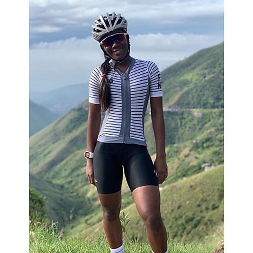 

Women's Men's Short Sleeve Cycling Jersey with Shorts Triathlon Tri Suit GrayWhite Bike Quick Dry Sports Mountain Bike MTB Road Bike Cycling Clothing Apparel / Stretchy / Athletic