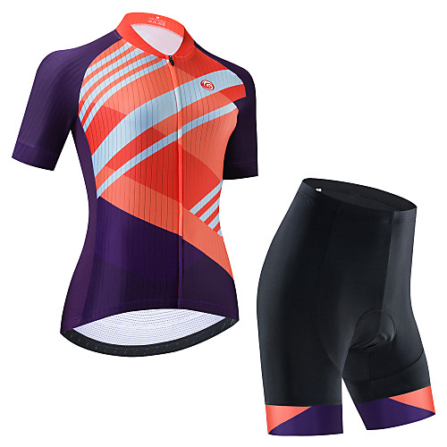 

21Grams Women's Short Sleeve Cycling Jersey Black Purple BlackWhite Stripes Bike Breathable Quick Dry Sports Stripes Mountain Bike MTB Road Bike Cycling Clothing Apparel / Stretchy / Athletic