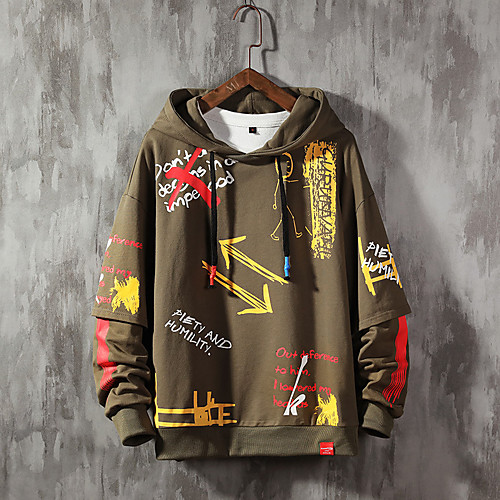 

mens graffiti hoodies print sweatshirt fashion tracksuit casual hip-hop funny coat (yellow, small)