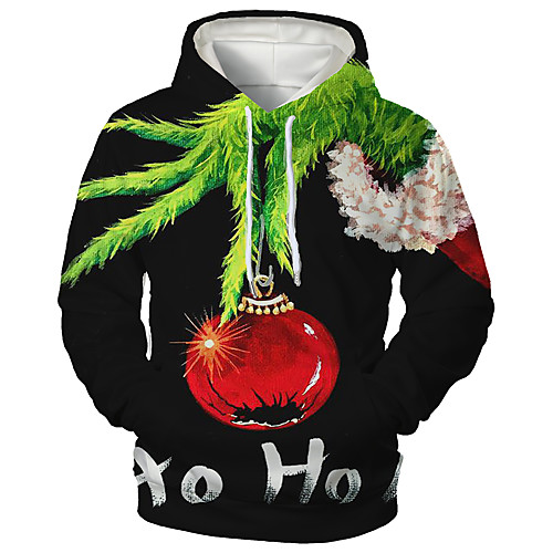 

Men's Pullover Hoodie Sweatshirt Print 3D Graphic Front Pocket Hooded Christmas 3D Print Christmas Hoodies Sweatshirts Long Sleeve Black