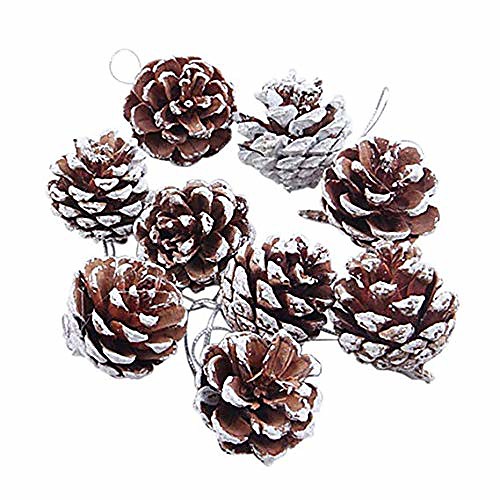 

pine cones 24 pieces christmas pinecones hanging ornament for christmas tree party decoration (snow)