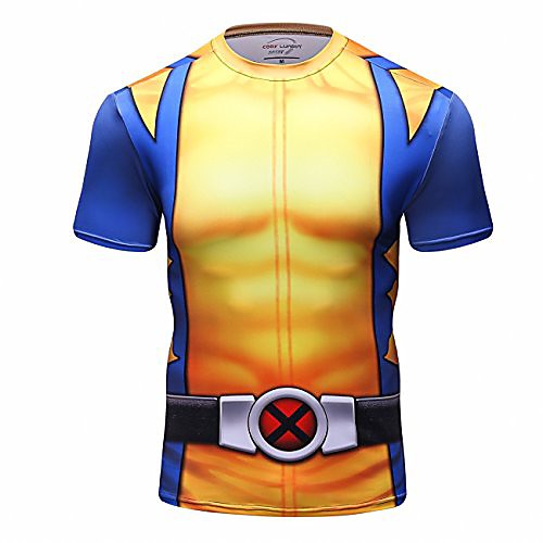 

men's superhero shirt sports fitness t-shirt party/cosplay short sleeve (xxl)