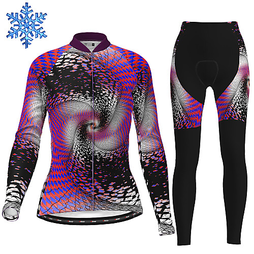 

21Grams Women's Long Sleeve Cycling Jersey with Tights Winter Fleece Purple Green Bike Thermal Warm Fleece Lining Breathable Warm Quick Dry Sports Graphic Mountain Bike MTB Road Bike Cycling Clothing