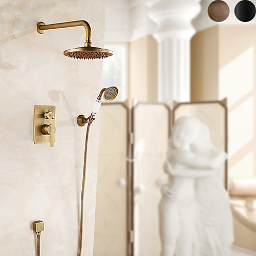

Retro Shower Faucet Antique Copper Wall Mounted Thermostatic Ceramic Valve Bath Shower Mixer Taps