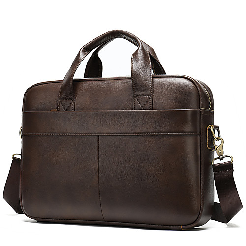 

Men's Bags Cowhide Shoulder Messenger Bag Laptop Bag Briefcase Zipper Daily Going out Handbags Chain Bag Coffee